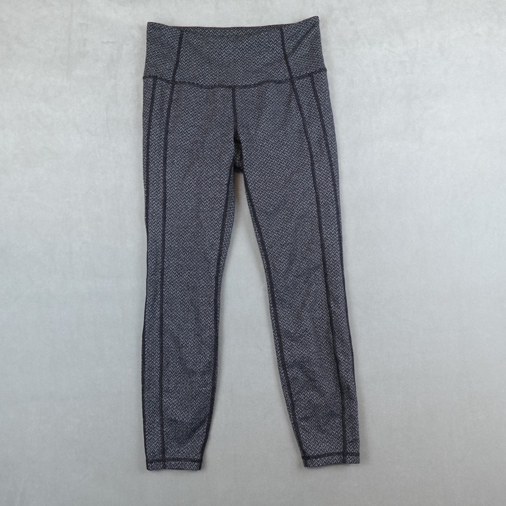 Athleta Leggings Cross Power Up Womens Small 7/8 Gray Black Gym High Waist